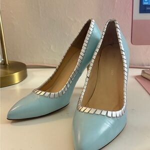 Carmen Marc Valvo Light Blue and Silver Heels